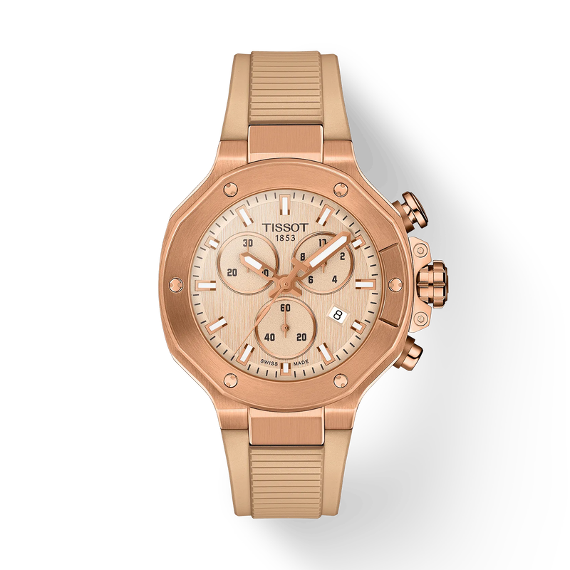 Front view of the watch Tissot T-Race 38mm with shadow