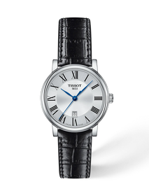 Front view of the watch Tissot Carson Premium 30mm with shadow