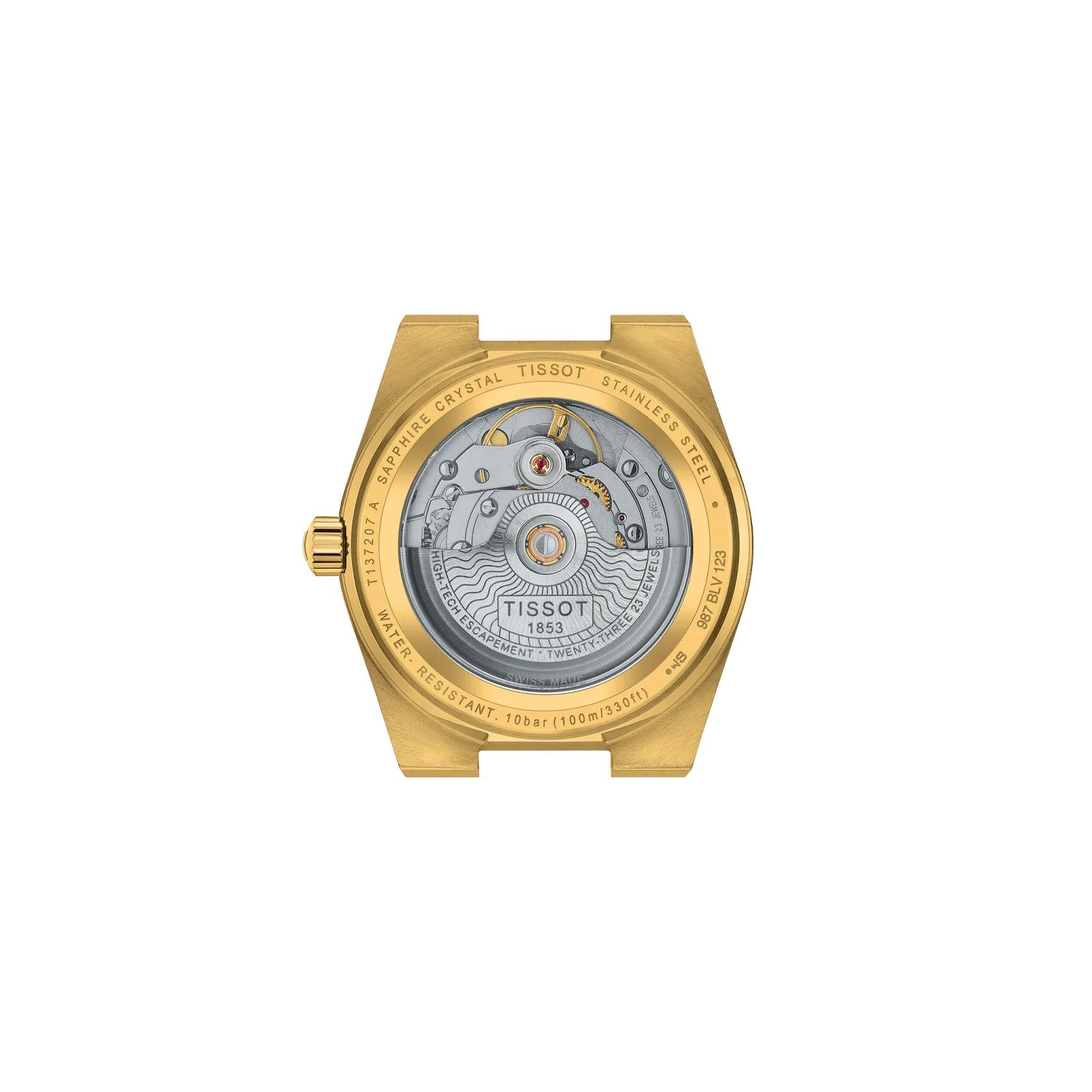 Back view of the watch case Tissot PRX 35mm