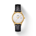 Front view of the watch Tissot Nordic Gold 27mm with shadow