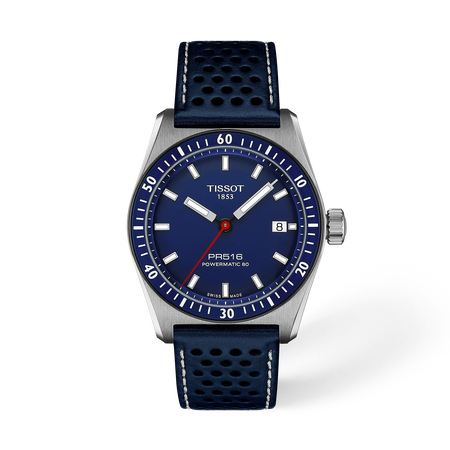 Vorderansicht der Uhr Tissot PR516 38mm mit Schatten