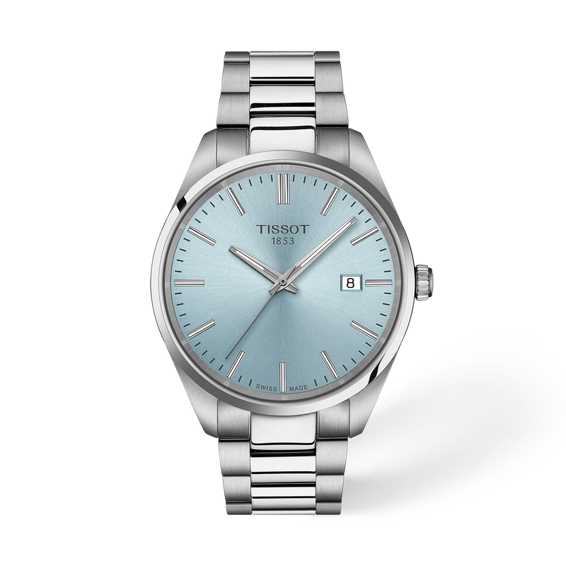 Front view of the watch Tissot PR 100 40mm with shadow