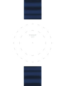 Zoom sur l'entre-corne de Bracelet officiel Tissot silicone bleu entre-cornes 22 mm