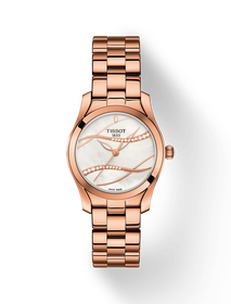 Vue de face de la montre Tissot T-Wave avec ombre