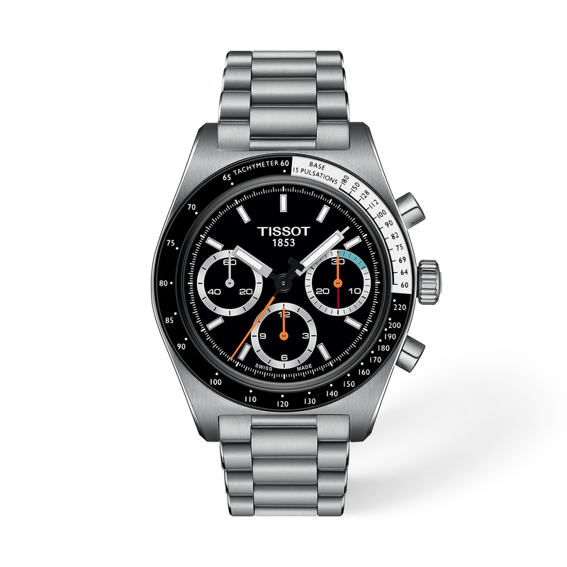 Front view of the watch Tissot PR516 41mm with shadow