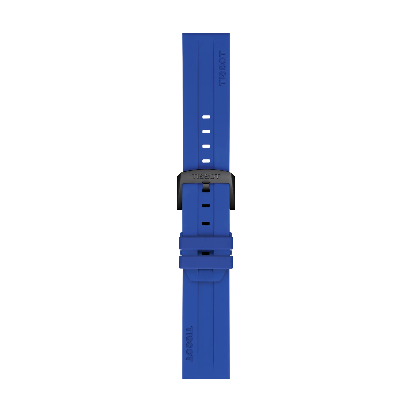 Front view of Tissot Official Blue Silicone Strap Lugs 22mm