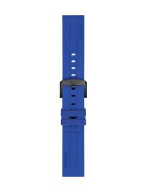 Front view of Tissot Official Blue Silicone Strap Lugs 22mm