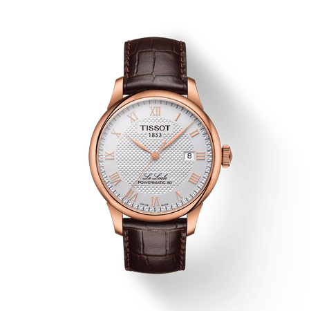 มุมมองด้านหน้าของนาฬิกา Tissot Le Locle 39.3mm พร้อมเงา