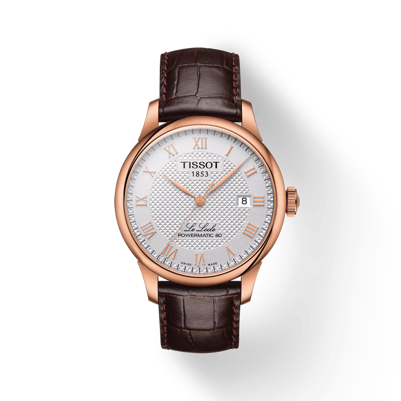 Front view of the watch Tissot Le Locle 39.3mm with shadow