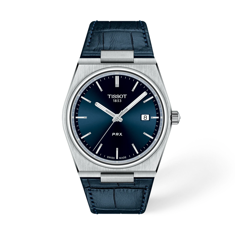 Front view of the watch Tissot PRX 40mm with shadow