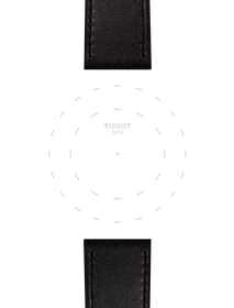 TISSOT ブラック レザー ストラップ 23mmのラグのフォーカス