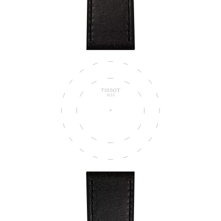 TISSOT ブラック レザー ストラップ 23mmのラグのフォーカス