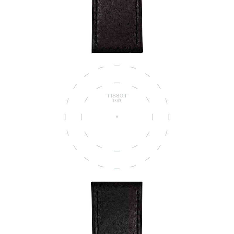 TISSOT ブラック レザー ストラップ 23mmのラグのフォーカス