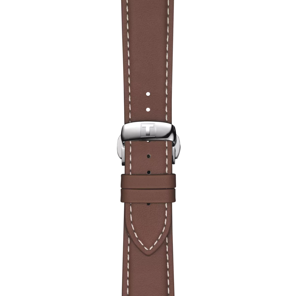 Zoom sur Bracelet officiel Tissot cuir brun entre-cornes 21 mm