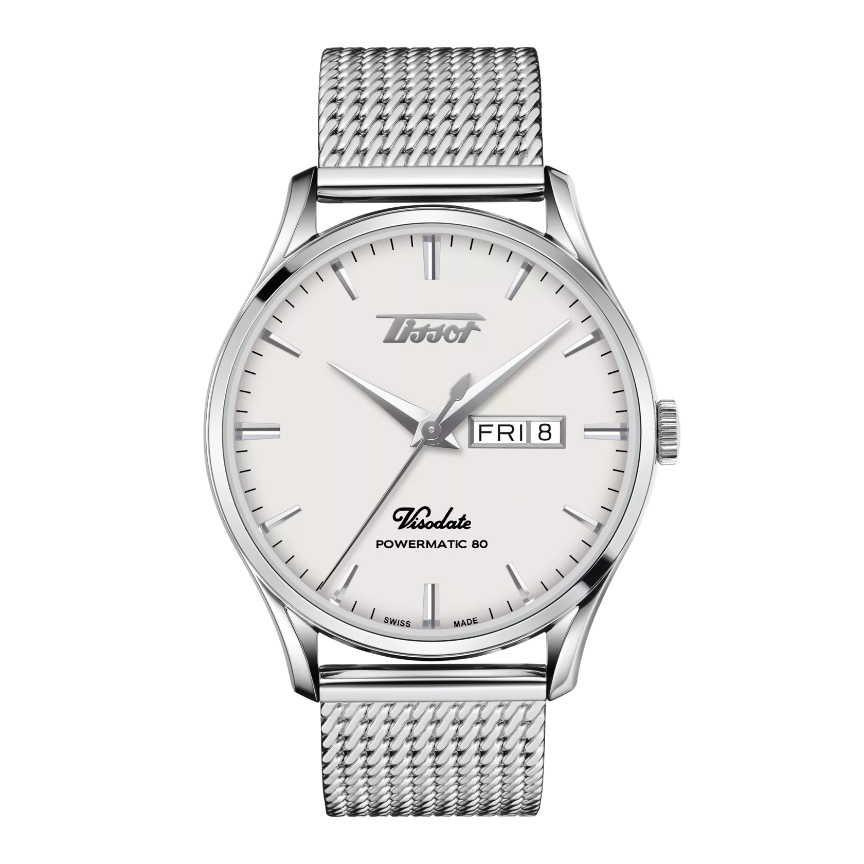 Front view of the watch Tissot Heritage Visodate Powermatic 80