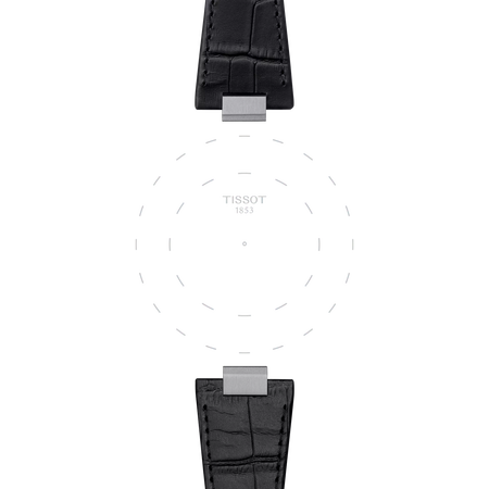 เน้นที่ขาหรือลักของนาฬิกา Tissot Official Black PRX 40mm Leather Strap With Steel Endpiece