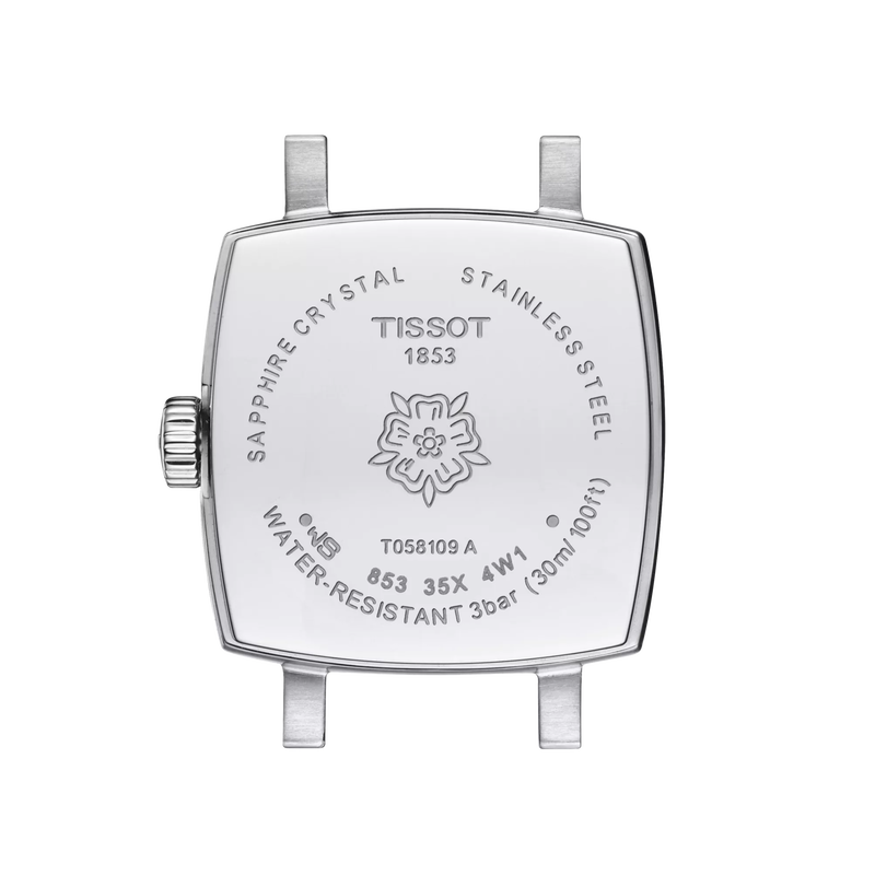 Back view of the watch case Tissot Lovely Square Valentines