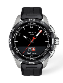 Front view of the watch Tissot T-Touch Connect Solar 47.5mm with shadow