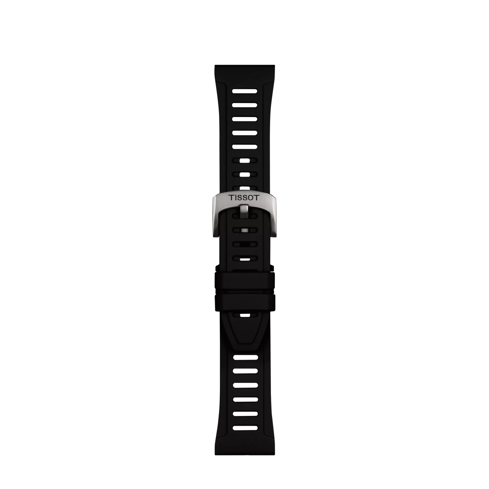 Vista frontal de Correa Oficial Tissot  de silicona negra 21 mm XS