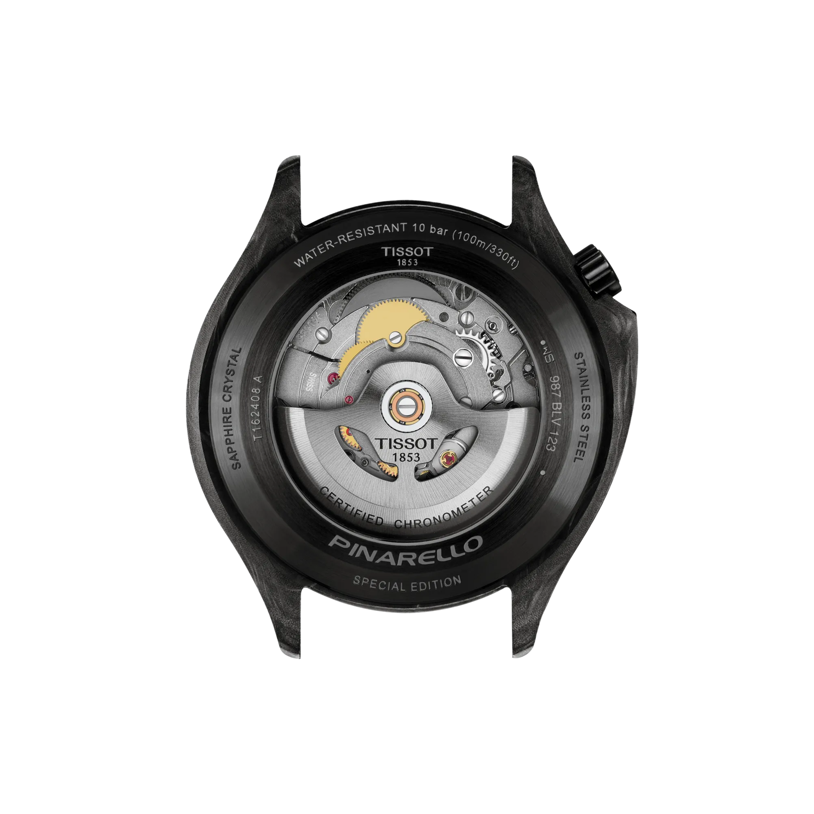 Back view of the watch case Tissot Pinarello 43mm