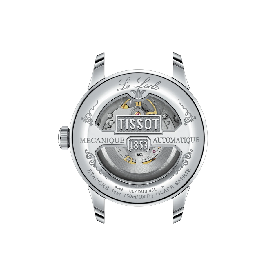 Rückansicht des Gehäuses der Uhr Tissot Le Locle 39mm