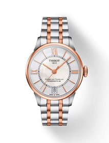 Front view of the watch Tissot Chemin des Tourelles Powermatic 80 Lady with shadow