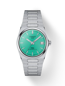 Front view of the watch Tissot PRX 35mm with shadow