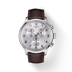 มุมมองด้านหน้าของนาฬิกา Tissot Chrono XL Classic พร้อมเงา