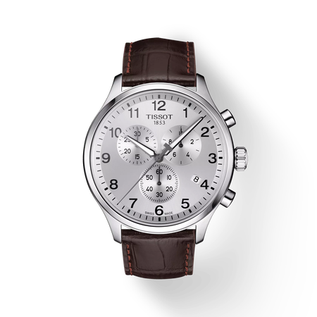 Front view of the watch Tissot Chrono XL Classic with shadow