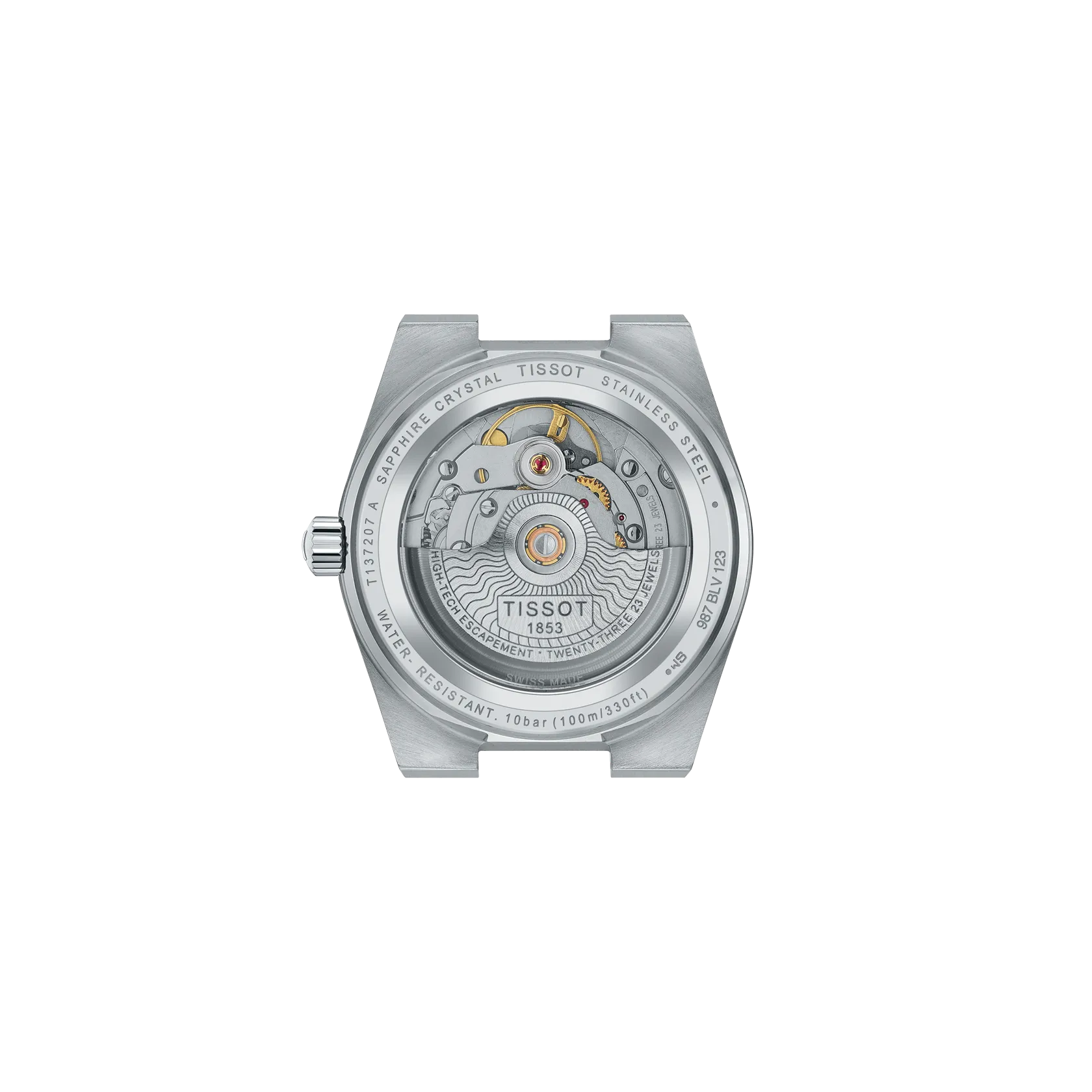 Back view of the watch case Tissot PRX 35mm