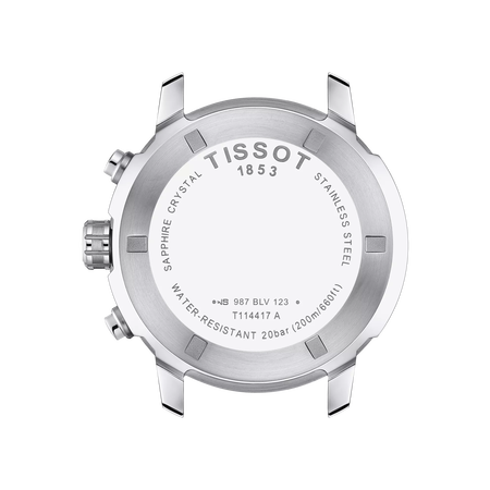 Back view of the watch case Tissot PRC 200 Chronograph