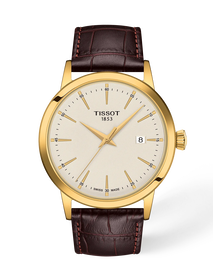 Front view of the watch Tissot Classic Dream 42mm with shadow