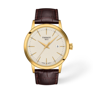Front view of the watch Tissot Classic Dream 42mm with shadow