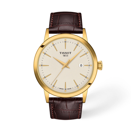 Front view of the watch Tissot Classic Dream 42mm with shadow