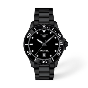 Front view of the watch Tissot Seastar 1000 40mm with shadow