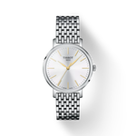 그림자가 있는 티쏘 에브리타임 34mm 시계의 전면 보기