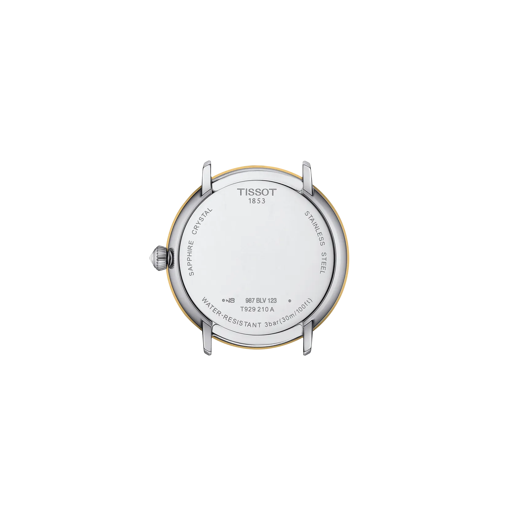 Back view of the watch case Tissot Glendora Gold 33mm