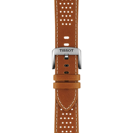 Zoom on Tissot Official Light Brown Leather Strap Lugs 22mm