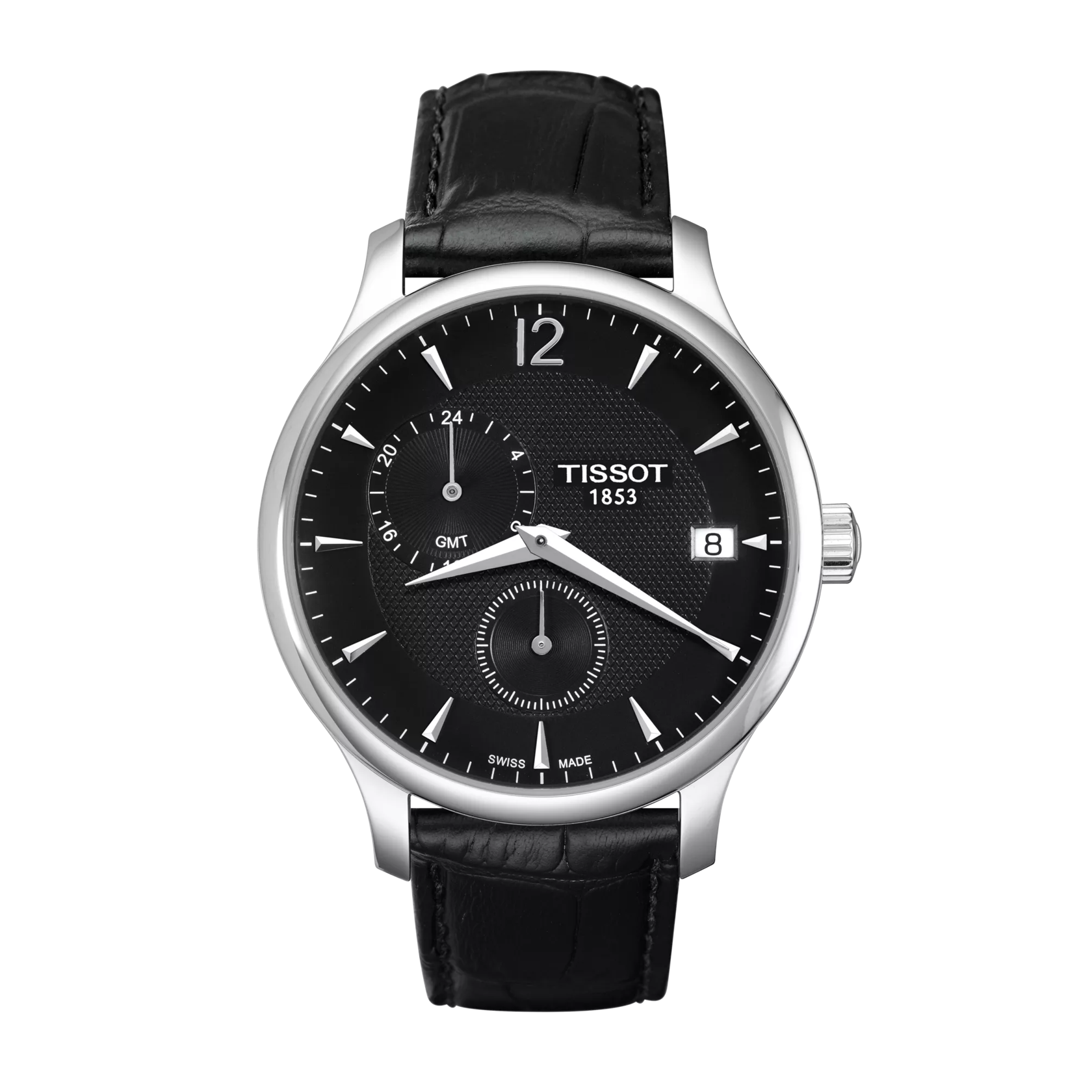 Front view of the watch Tissot Tradition GMT