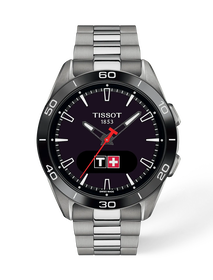 Front view of the watch Tissot T-Touch Connect Sport 43.75mm with shadow
