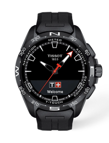 Front view of the watch Tissot T-Touch Connect Solar 47.5mm with shadow