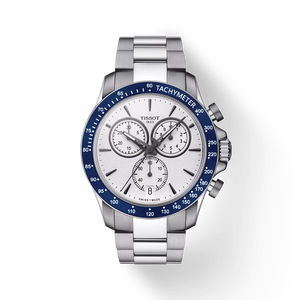 Front view of the watch Tissot V8 Quartz Chronograph with shadow