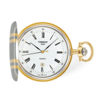 Front view of the watch Tissot Savonnette 48.5mm with shadow
