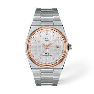 Front view of the watch Tissot PRX 40mm with shadow