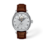 Front view of the watch Tissot Le Locle Open Heart 39.3mm with shadow