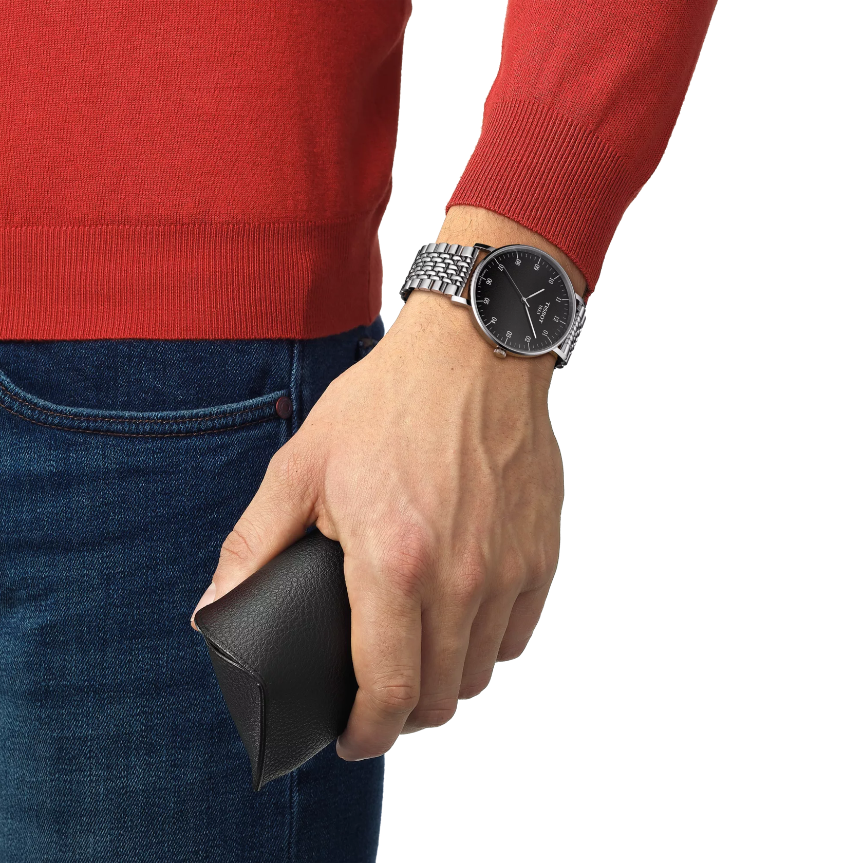 Simulation of the watch Tissot Everytime 42mm on a wrist