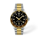 Front view of the watch Tissot Seastar 1000 GMT 40mm with shadow
