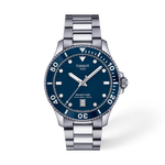 Front view of the watch Tissot Seastar 1000 40mm with shadow