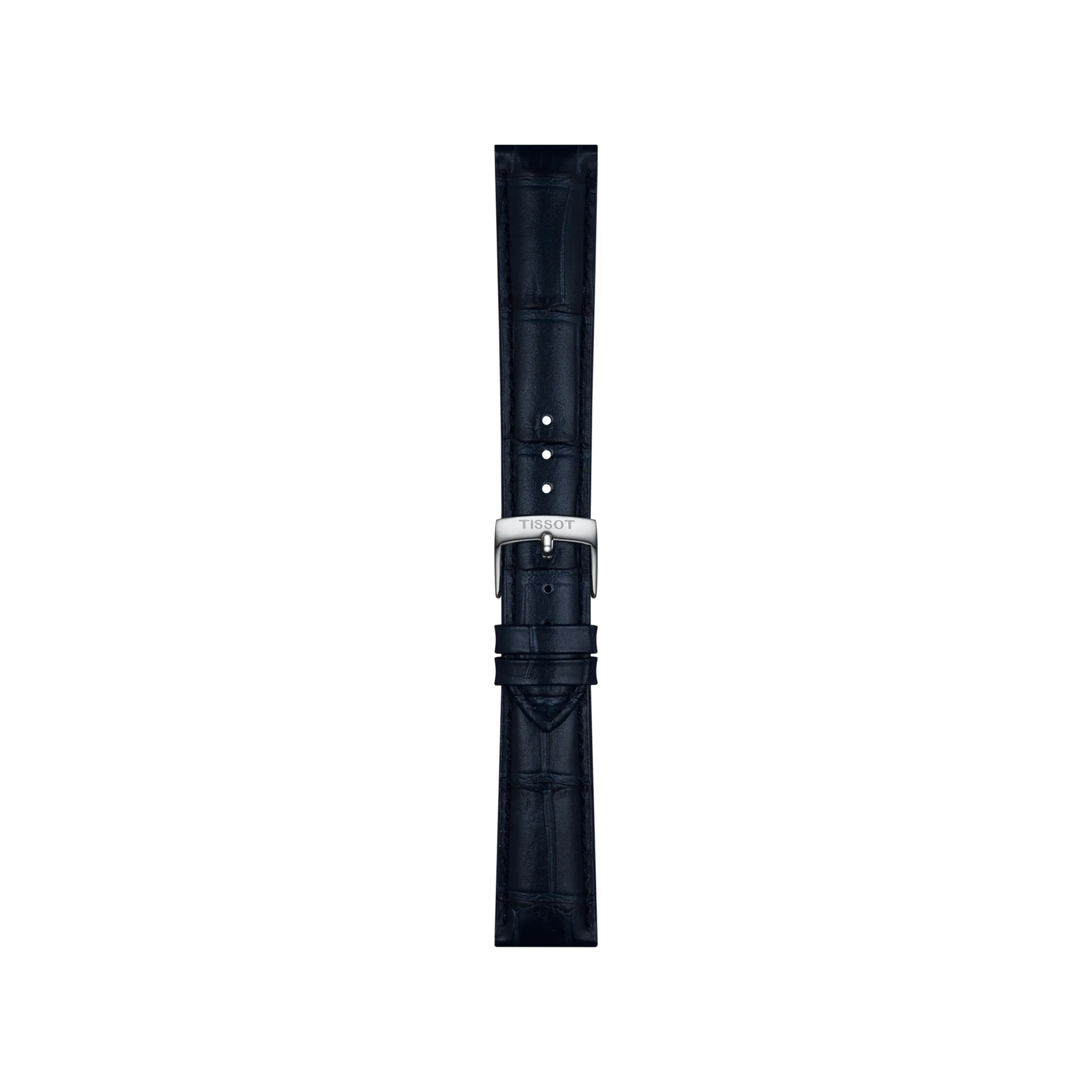 Front view of Tissot Official Blue Leather Strap Lugs 18mm