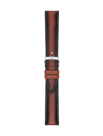 Front view of Officiële Tissot bruin lederen band 22 mm